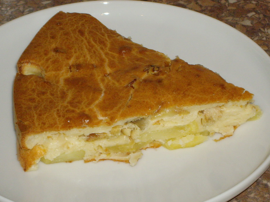 Пирог с картошкой с заливным тестом