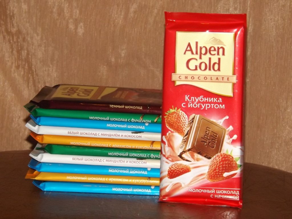 Шоколад Альпен Гольд (Alpen Gold): все виды, состав, производитель