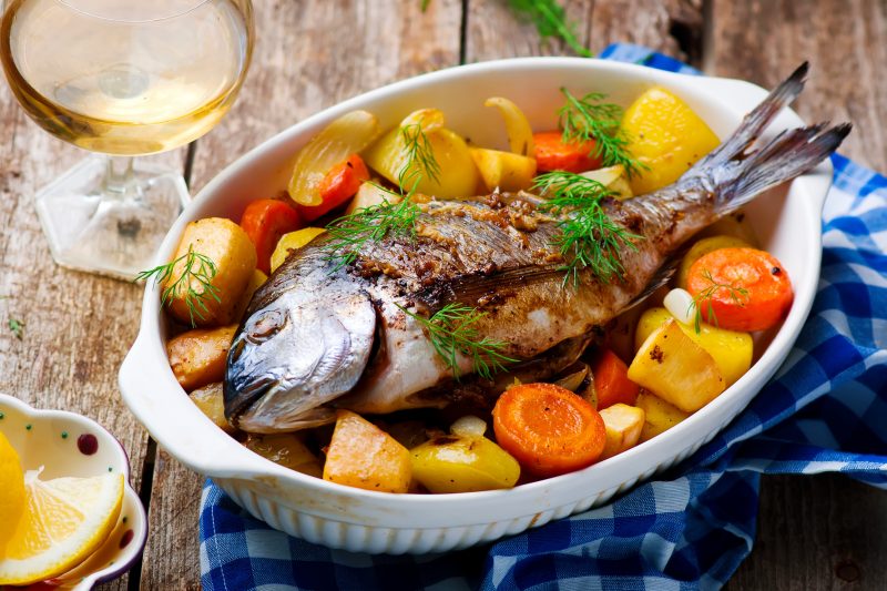 рыба с овощами в духовке для детей