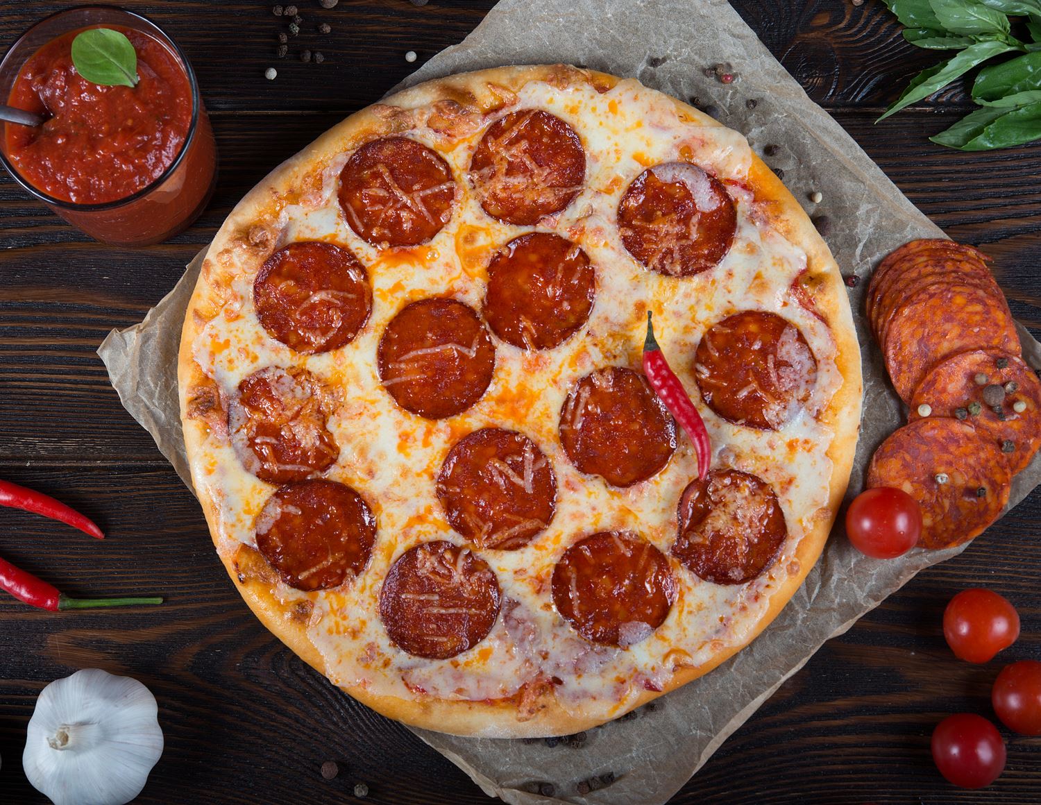 Рецепт пиццы в духовке пепперони домашних условиях с фото