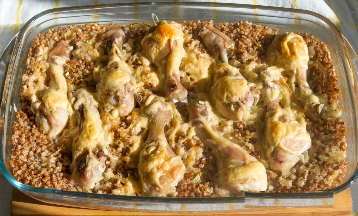 Каша гречневая с курицей в духовке рецепт фото