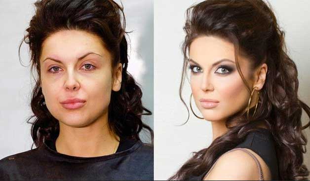 Девушки до и после макияжа
