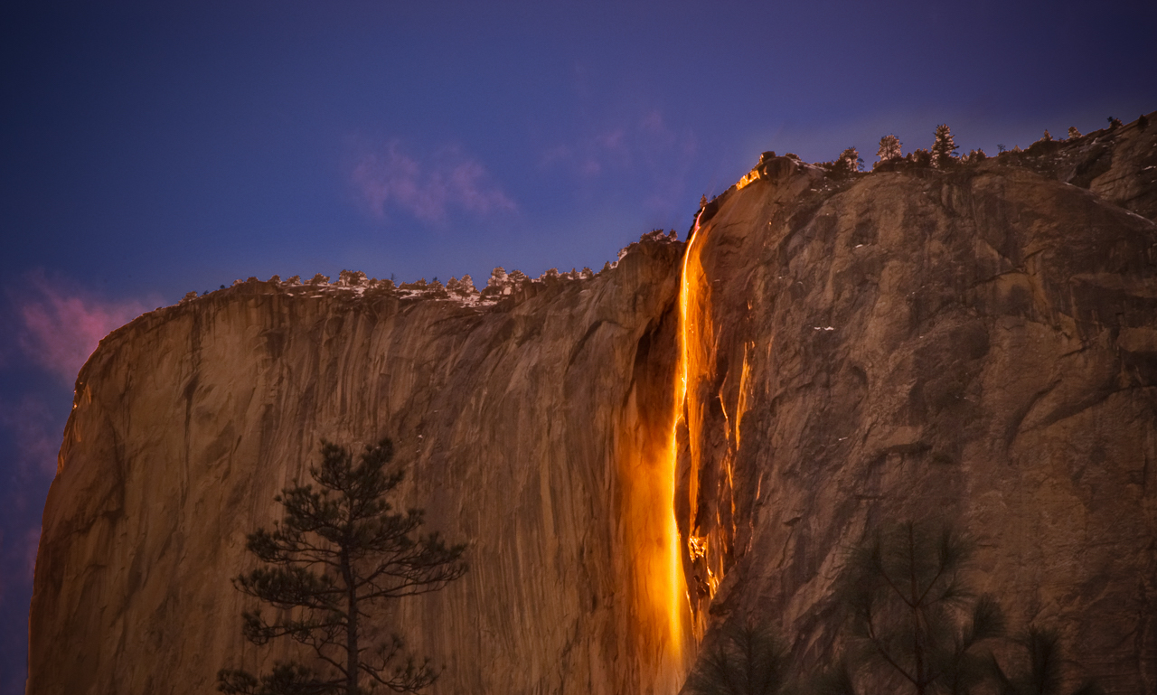 Водопад Хорстейл. Огненный водопад Хорстейл. Национальный парк Йосемити Огненный водопад. Водопад Йосемити, Калифорния.