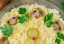 Салат "Царский" с курицей и шампиньонами – вкусный и оригинальный рецепт