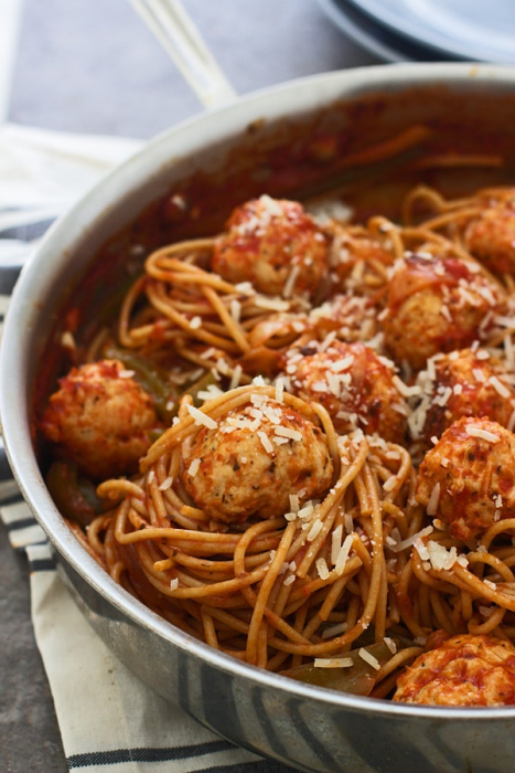 спагетти с тефтелями